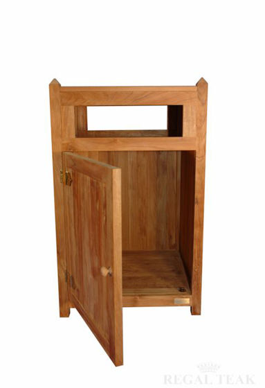 Picture of Teak Litter Receptacle with door and brass