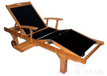 Picture of Teak Sunlounger with arms Sling Fabric- Black
